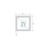 ขนาดเหล็กกล่องสี่เหลี่ยม ตารางสเปค ภาพตัดขวางแสดงความกว้าง (D, B) และความหนา (T) Square hollow section dimensions technical drawing showing width and thickness specifications