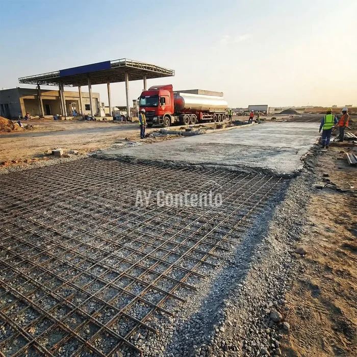 เหล็กไวร์เมช 8 มิล ปูพื้นปั๊มน้ำมัน ลานคอนกรีตรับน้ำหนักรถบรรทุกน้ำมันและรถเทรลเลอร์